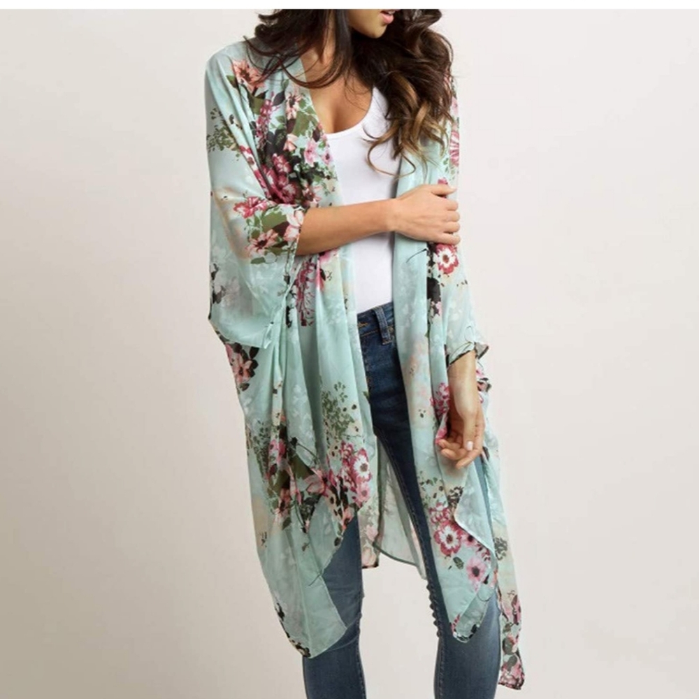 🆕️Chiffon Shawl Print Kimono Cardigan Top 